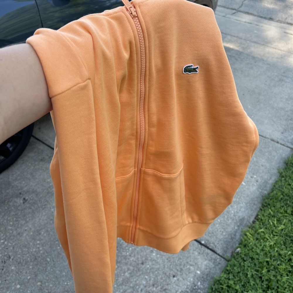 Lacoste Full Zip Hoodie Jacket Classic Fit Men's Size Medium Peach Orange - Picture 8 of 8